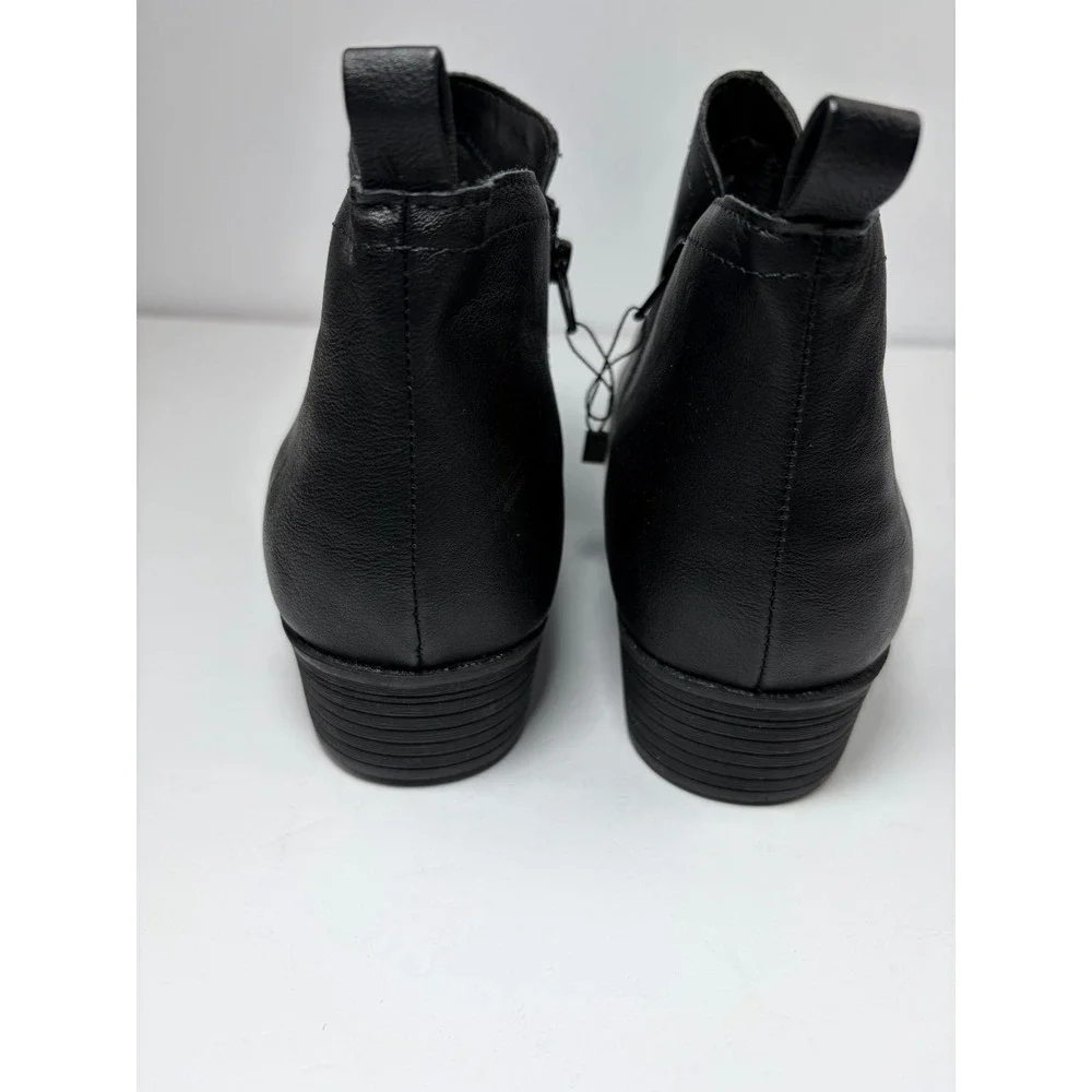 Sun + Stone‎ Cadee Ankle Booties Black 11 Wide Block Heel Minimalist Chic Urban